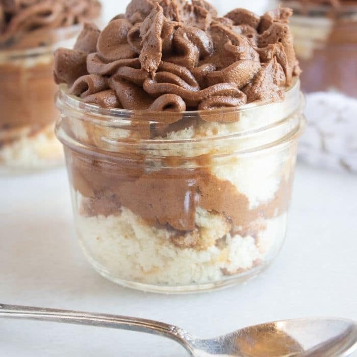 cupcake in a jar with pumpkin chocolate ganache
