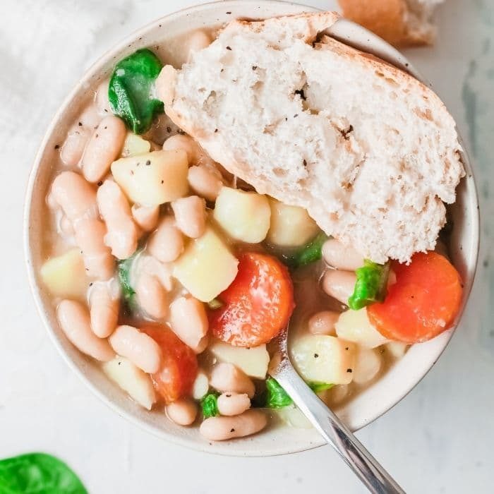Spinach White Bean Soup and Potatoes