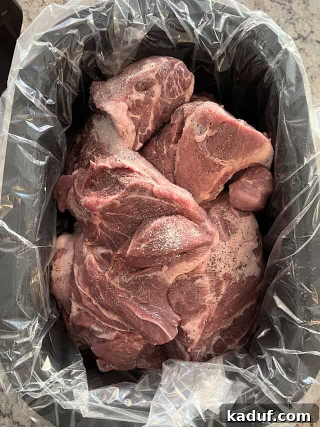 Camp Kitchen Secrets Menus Tips and Resources for Feeding Big Groups 7 Pork shoulder in lined roasting pan.