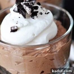 Decadent No-Bake Nutella Cheesecakes 4 No-bake Nutella cheesecake with an Oreo crust, and topped with whipped cream and crushed Oreo.