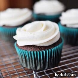 Perfected Chocolate Cupcakes 4 A perfectly baked, un-frosted chocolate cupcake showcasing its ideal texture and dome, ready for creative decoration.