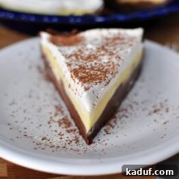Black Bottom Pudding Pie ready to be served