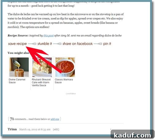 Ziplist Screenshot demonstrating the 'Save Recipe' button for Ziplist on a recipe page.