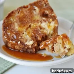 A slice of Caramel Apple Bundt Cake