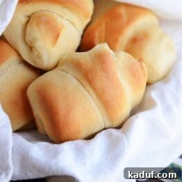 Overnight Buttermilk Dinner Rolls 4 Close-up of a golden brown, fluffy buttermilk dinner roll.