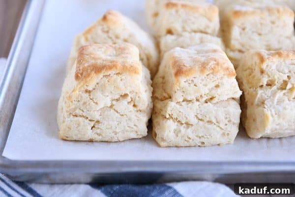 Perfectly Flaky Buttermilk Biscuits 6 Several super flaky buttermilk biscuits arranged on a white platter, showcasing their golden crusts.