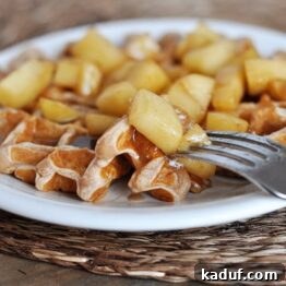 Finished Apple Cinnamon Waffles with Syrup
