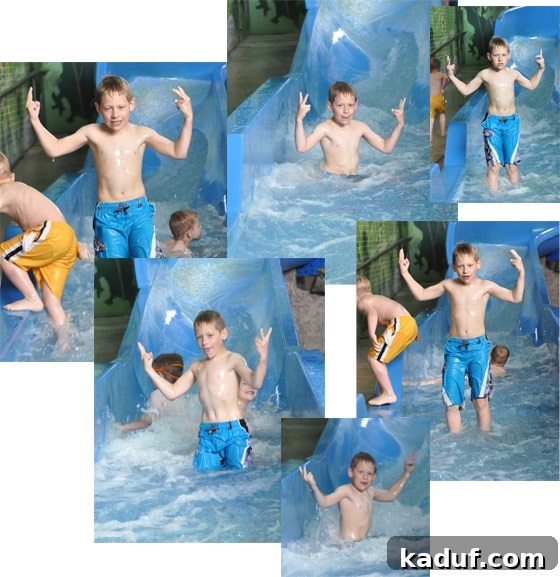 Saturday Scenes 3 Nine-year-old son striking a tough pose with his family during a memorable trip