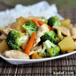 Teriyaki Chicken Stir-Fry with pineapple and vegetables.