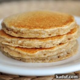 Easy Overnight Cinnamon Oat Pancakes 5 Overnight Oatmeal Cinnamon Pancakes, stack of pancakes