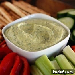 Delicious Zucchini Hummus ready to be served