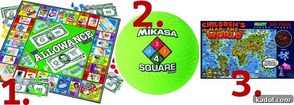 Children's Gift Guide: Small Wonders 3 Three children engrossed in playing the Allowance Game, learning financial literacy with fun