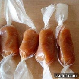 Moms Signature Caramels 4 Homemade caramels neatly arranged in rows