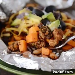 Foil Packet Sweet Potato Tacos ready to eat