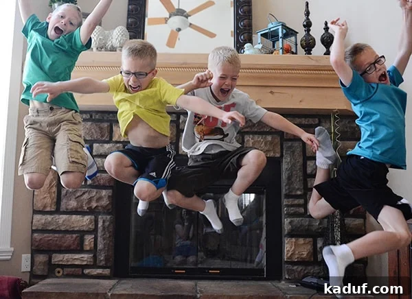Week Seventeen Training Insights 2 Four little boys jumping in the air, celebrating the end of the school year.