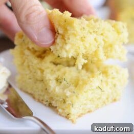 A slice of Fluffy Zucchini Cornbread