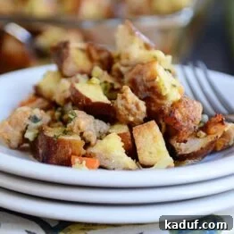 Pretzel and Sausage Stuffing Bake 4 A dish of pretzel and sausage stuffing