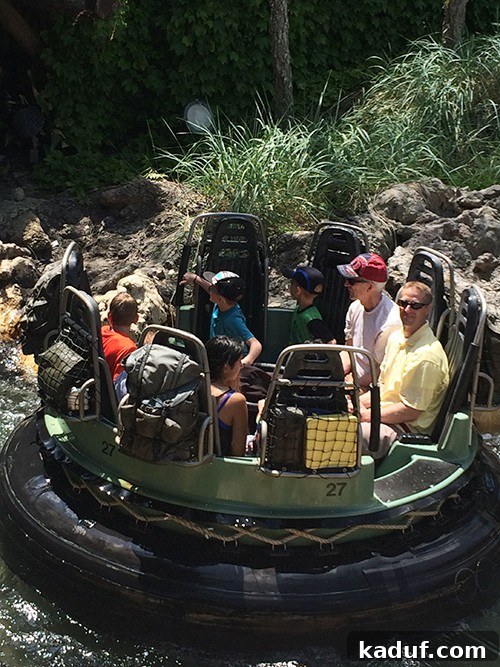 The Chill Girl's Disneyland Playbook 4 A family enjoying a water ride at Disneyland, all smiling.