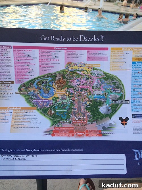The Chill Girl's Disneyland Playbook 6 A detailed map of Disneyland Park showing different lands and attractions.