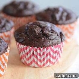 A delicious double chocolate chunk muffin