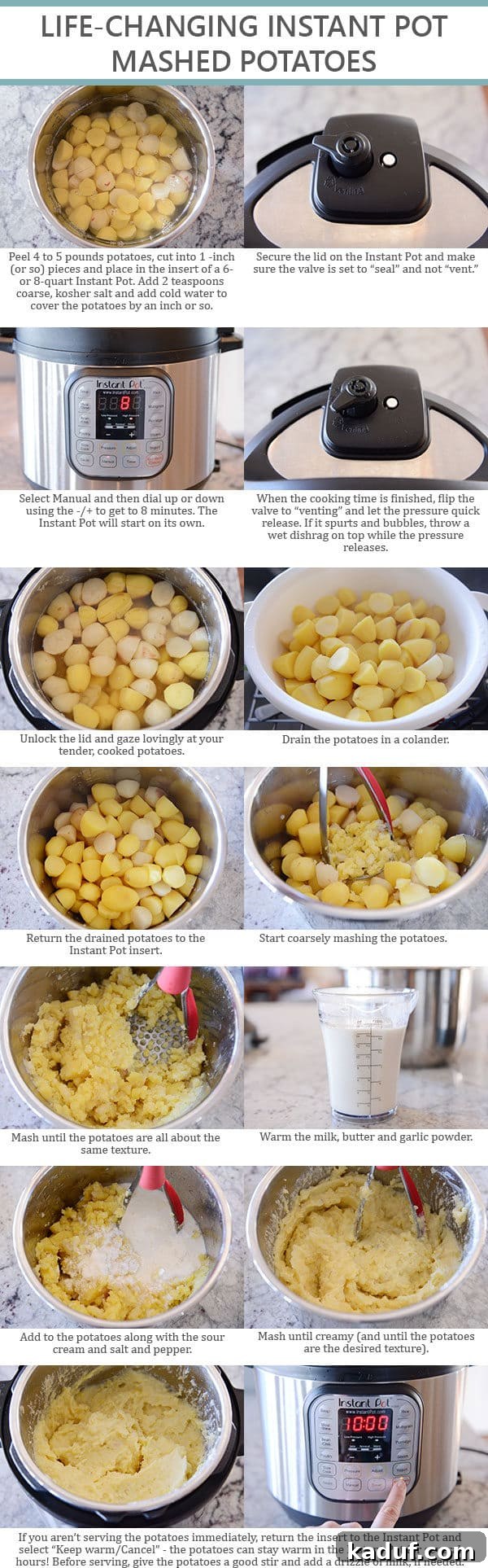 Velvety Instant Pot Mashed Potatoes 9 Step-by-step pictures and text for how to make Instant Pot Mashed Potatoes.