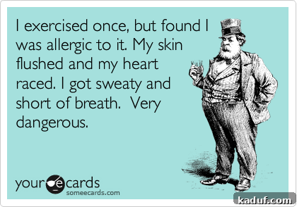 A person humorously illustrating the feeling of a sluggish metabolism.