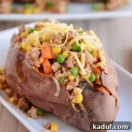 Shepherd's Pie Baked Potato with a hearty filling and melted cheese
