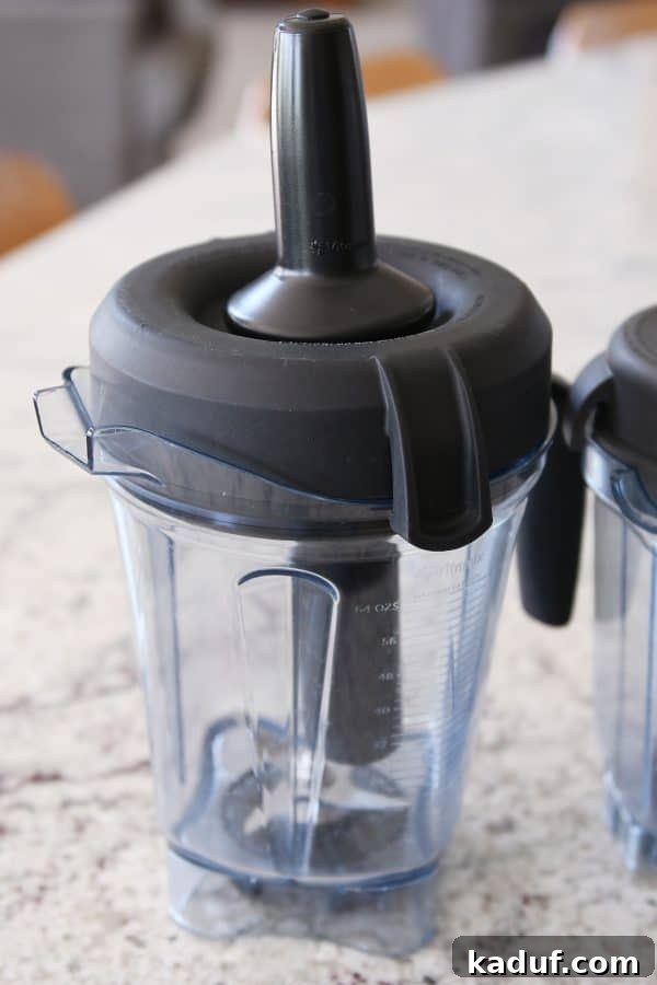 Vitamix tamper in action: Essential for thick blends