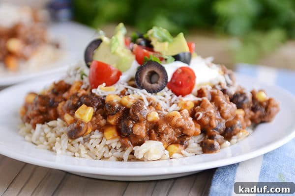 Mexican Haystacks: a smorgasbord of delicious taco flavors simmered together in a tasty sauce served over rice or quinoa. Easy, fast, yummy!