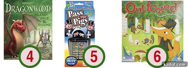 Mel's Holiday Game Guide: New Releases and Timeless Treasures 4 A pair of highly rated board games: Dragonwood, a fantasy adventure, and Pass the Pigs, a classic dice-rolling game, showcasing options for different play styles.