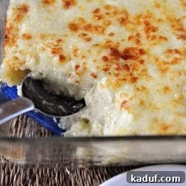 A small image of the creamy Chantilly potatoes with a scoop taken out.