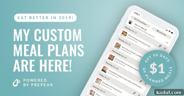 Introducing Easier Menu Planning Today 3 Prepear app interface showing a meal plan, highlighting ease of use and customization.