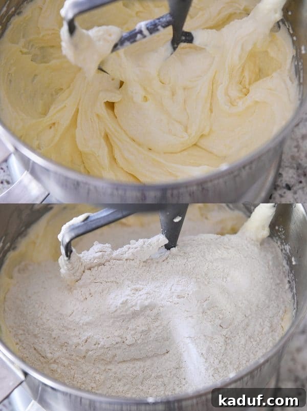 Mixing butter and flour for lemon swig sugar cookies.