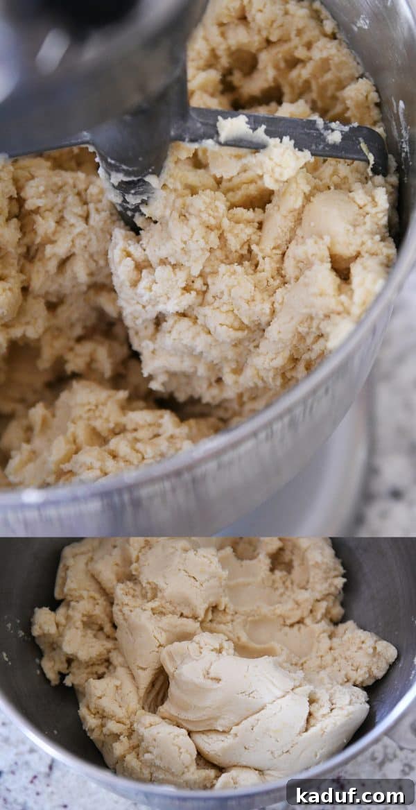 Mixing dough for lemon swig sugar cookies.