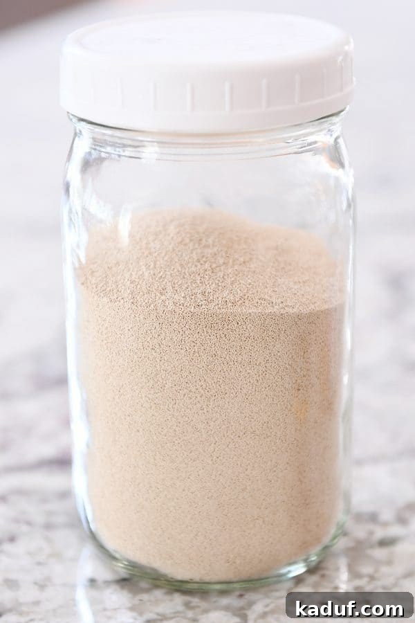 Mastering Yeast Baking: Modern Techniques 7 Instant yeast in mason jar.