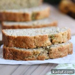 Moist Zucchini Banana Bliss 9 Two slices of zucchini banana bread.