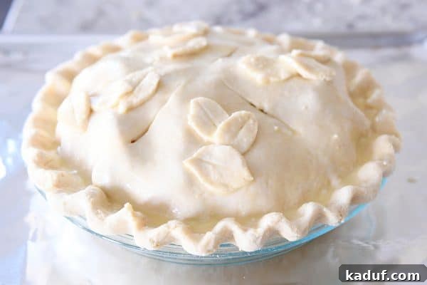 Thanksgivings Beloved Apple Cranberry Pie 14 Unbaked apple cranberry pie on foil lined baking sheet.