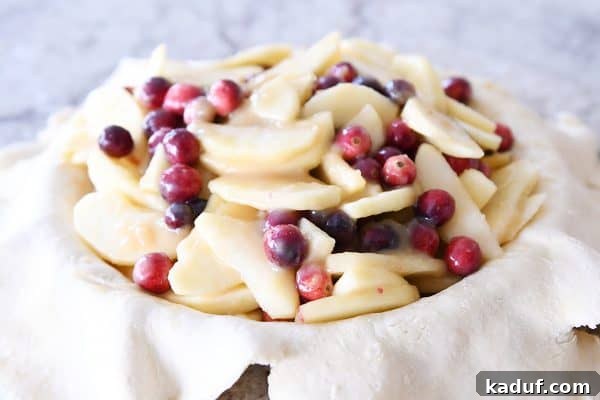 Thanksgivings Beloved Apple Cranberry Pie 9 Apple cranberry filling in pie crust.