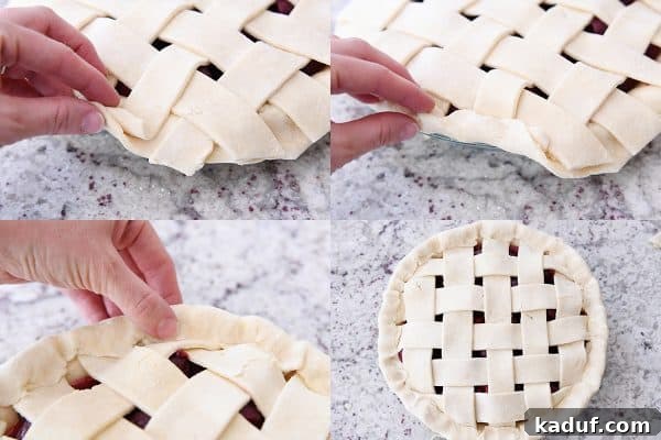 Thanksgivings Beloved Apple Cranberry Pie 10 Folding over bottom edge of cherry pie crust to seal edges.