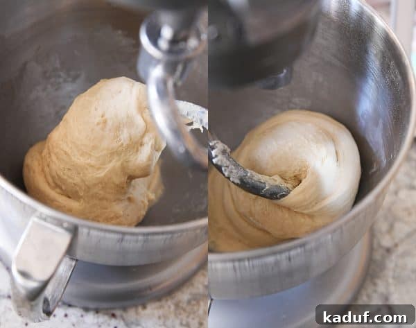 Sun-Kissed Orange Swirl Rolls 5 Small batch cinnamon roll recipe dough mixed in Kitchenaid.