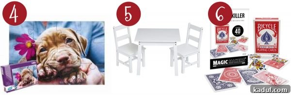 Mels Holiday Picks for Kids and Teens 4 Personalized puzzle featuring a family photo, a sturdy small kid table with chairs, and a killer card tricks set for aspiring magicians.