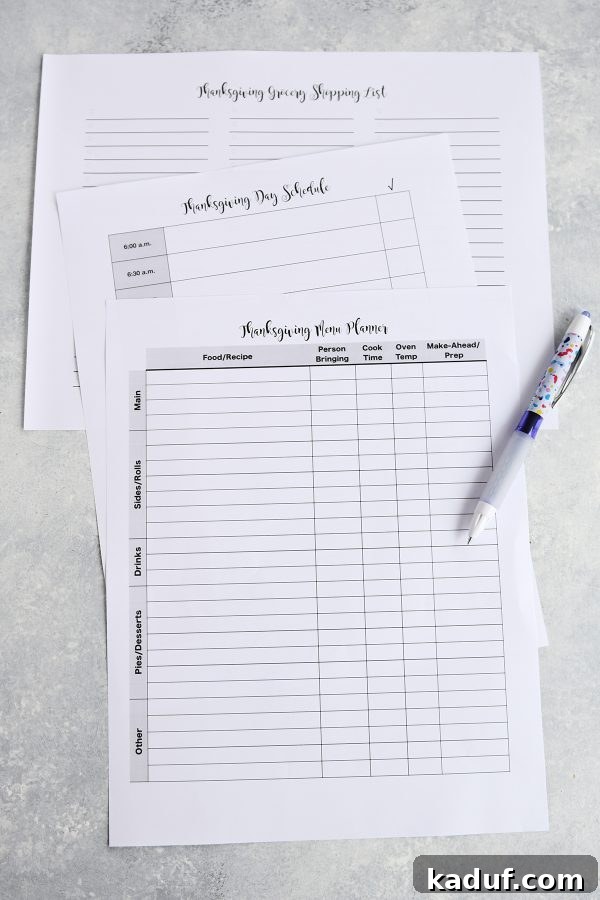 Stress-Free Thanksgiving Dinner Planning Free Printable 4 Comprehensive free printable Thanksgiving dinner planner featuring menu, schedule, and shopping list