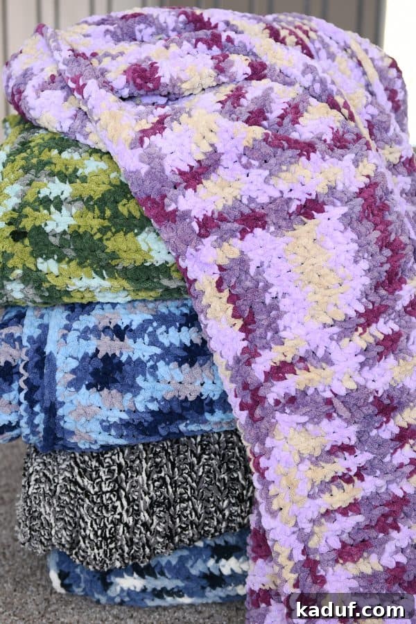 Friday Musings 6 a neatly stacked pile of multi-colored, soft crocheted blankets
