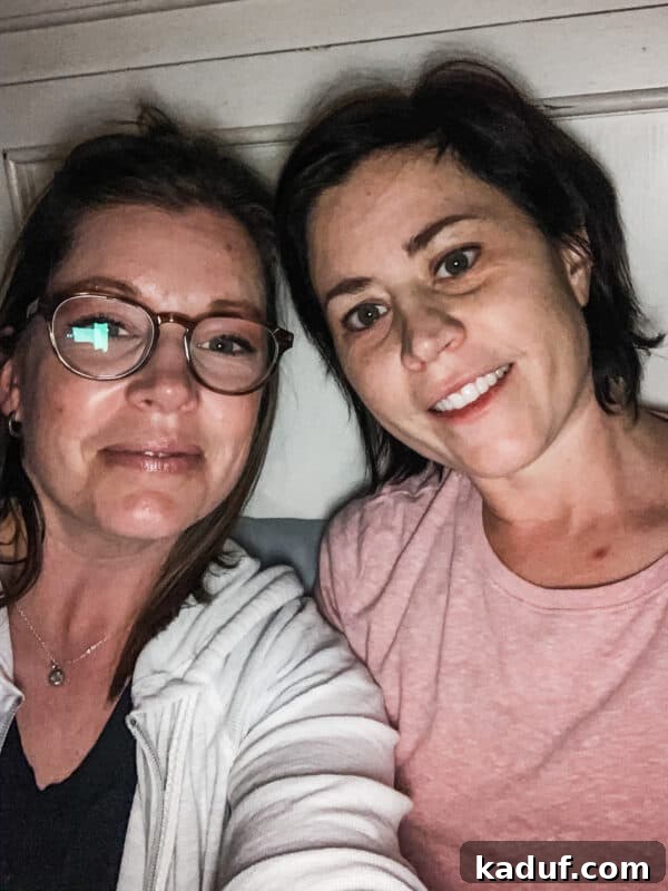 Friday Reflections: Life Lately and Finding My Rhythm 2 Two friends taking a selfie, smiling brightly with a warm embrace, symbolizing enduring friendship and cherished memories