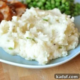Close-up of baked garlic mashed potatoes ready to be served.