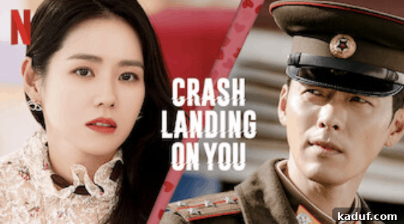Warp-Speed Friday Wisdom 7 Poster for the popular K-drama 'Crash Landing On You', featuring the main characters in a romantic pose.