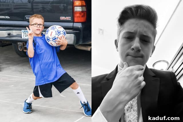 Weekend Whims 9 Side-by-side pictures of a boy, showing his growth from childhood to a teenager.