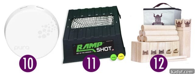 Mel's Merry & Bright Gift Ideas 6 Home fragrance diffuser and outdoor games.