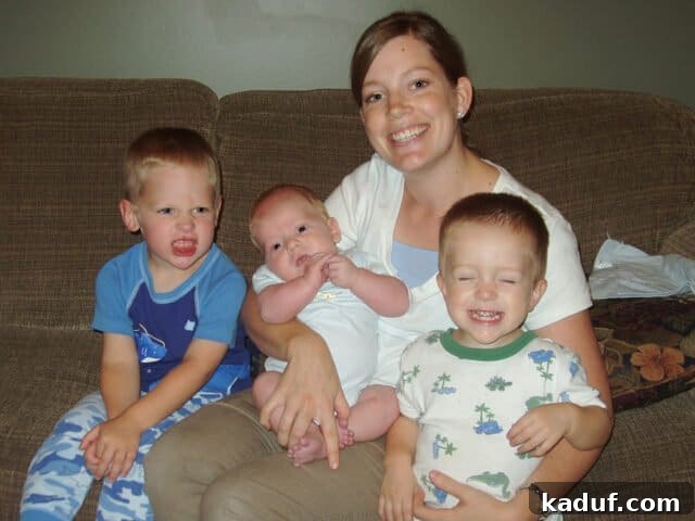 Friday Focus Favorite Finds and Fresh Updates 5 Mom with three little boys on couch.