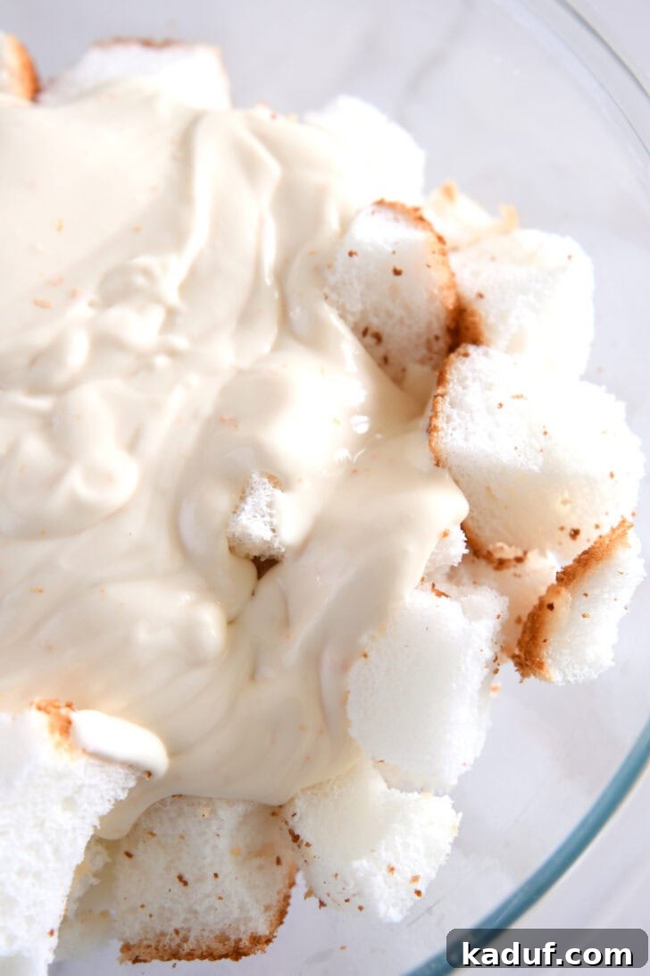 Divine Cranberry Citrus Angel Food Cake 6 Angel Food Cake Cubes in Cream Mixture